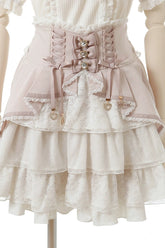 Pink Japanese High Waisted Multi-Layered Lace Sweet Jirai Kei Skirt