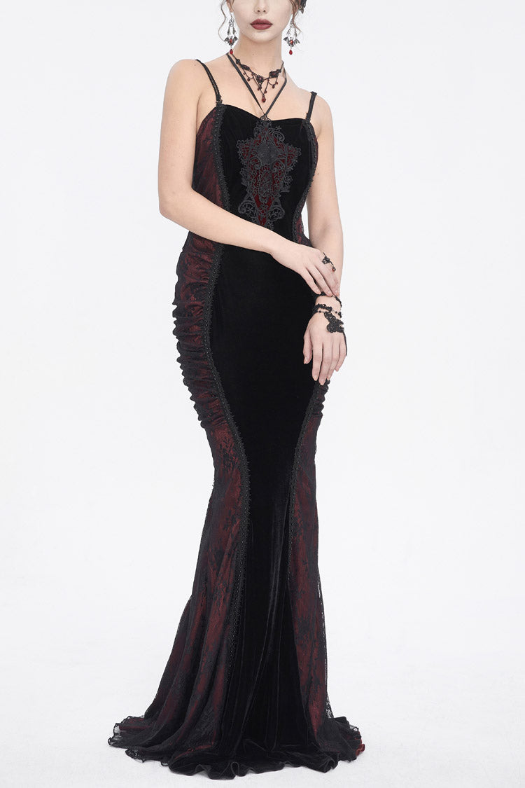 Black/Red High Waisted Embroidery Women's Gothic Dress – LolitaInside
