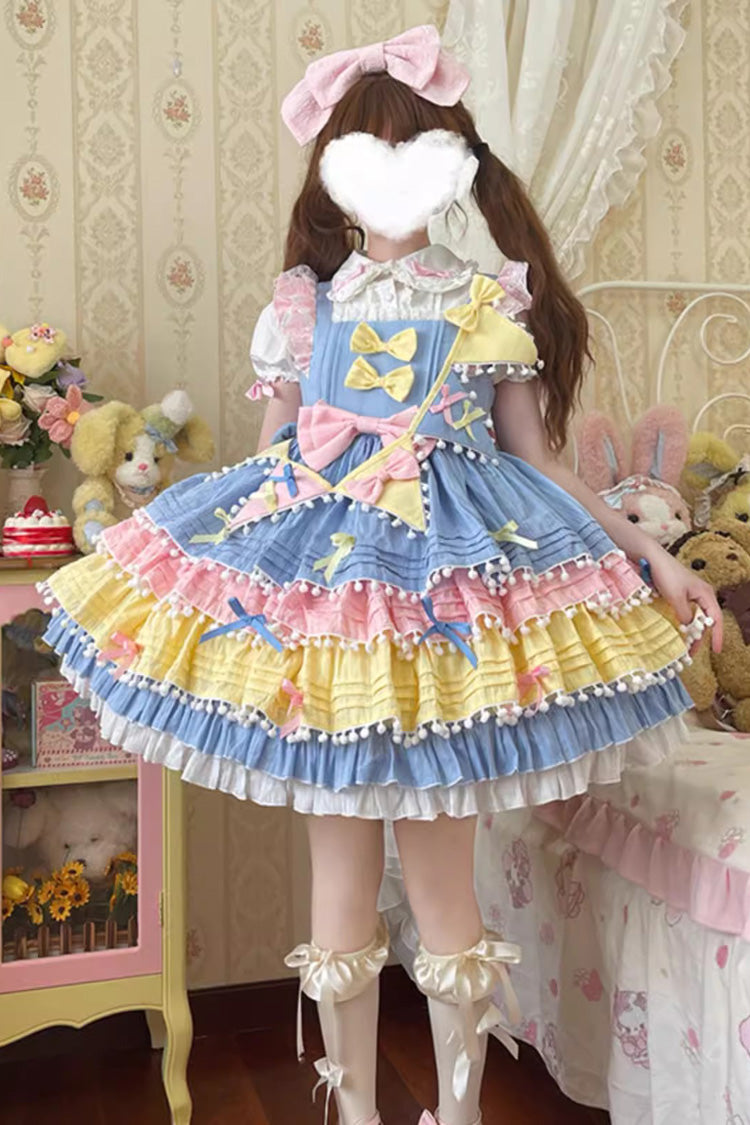 cute candy dress Yellow/Blue/Pink Bowknot Sweet Lolita Jsk (Includes – LolitaInside and playful occasions In Your Happy Place 40_4th_small Candyland outfit Color:Green & Navy Abstract