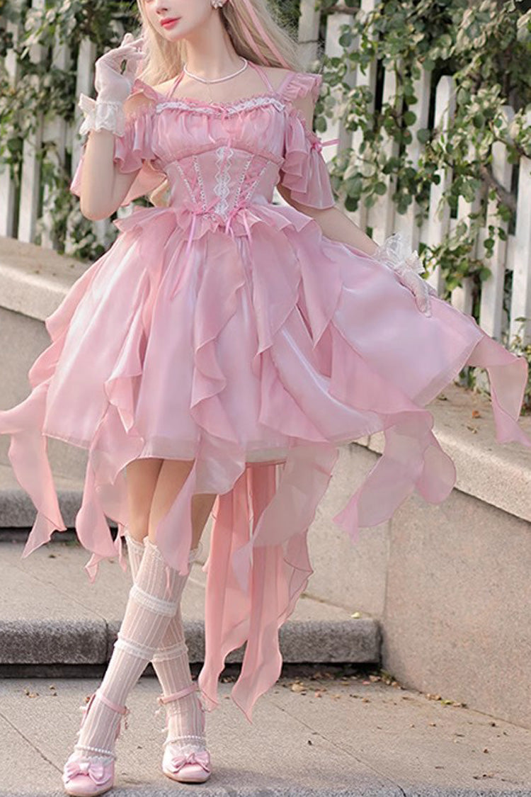 Princess Wedding High Waisted Lace Sweet Lolita Strapless Dress 2 Col LolitaInside
