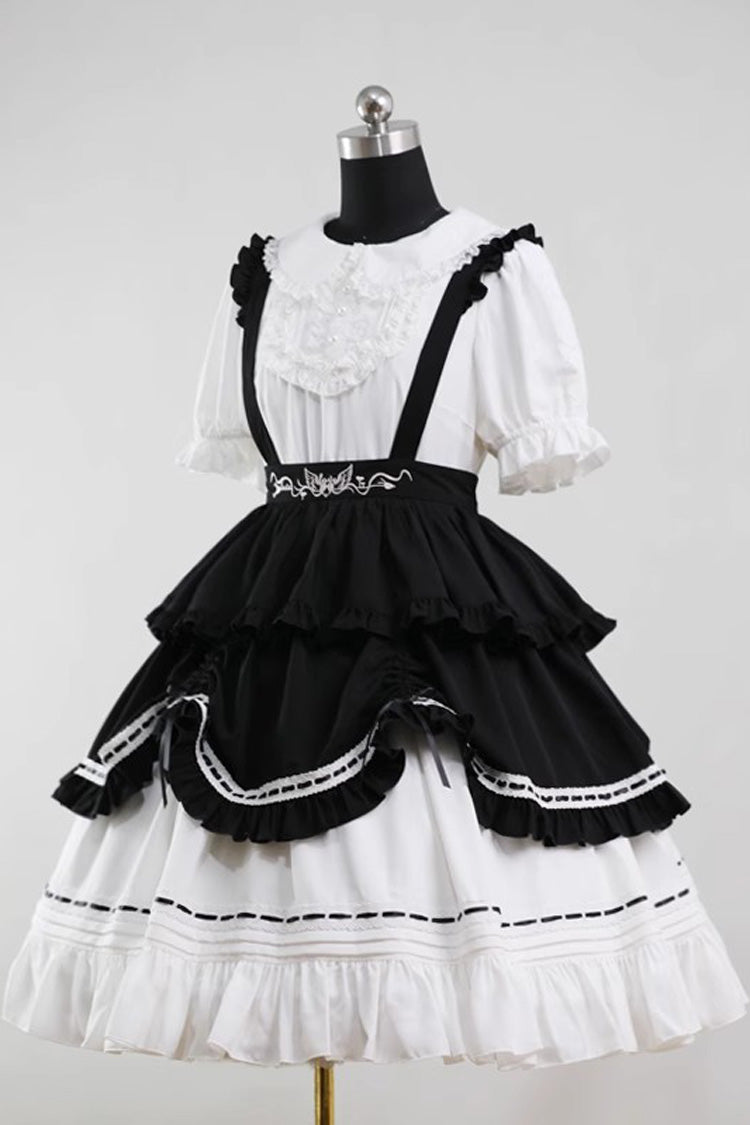 フリル メイド 可愛い 服 白黒 ゴスロリ ロリータファッション