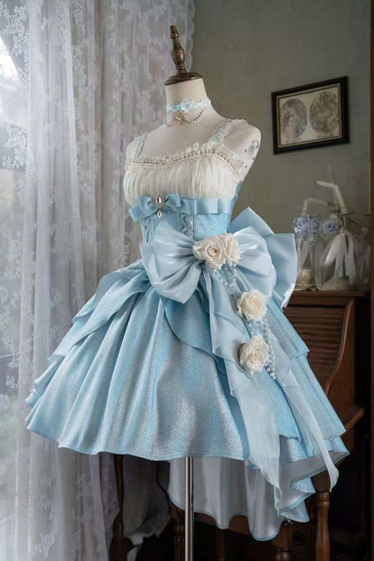 Lolita Blue Rose Dress Store Blue [Rose Heart Knot] Ruffle Hanayome Bowknot Sweet Princess Gorgeou – LolitaInside