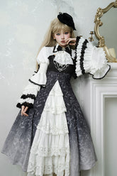 Black/White Print Bone Magic Ruffle Cardigan Lace Classic Gothic Princess Lolita Jsk Dress