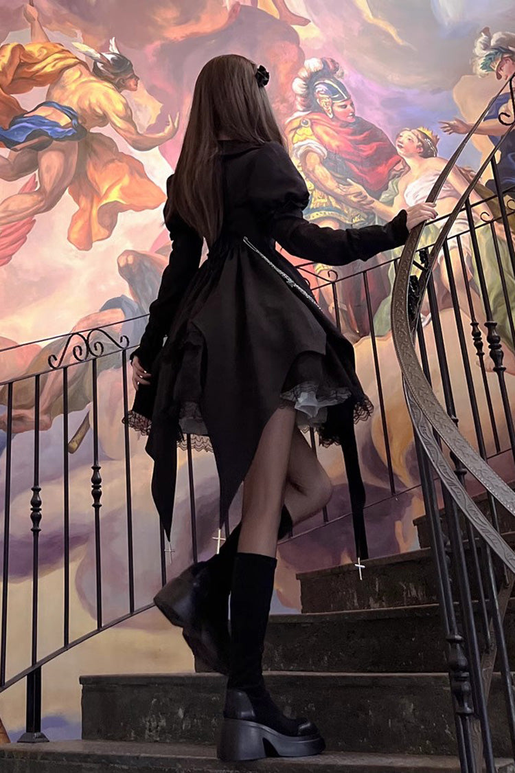 Black Dream Long Sleeves High Waisted Ruffle Cardigan Gothic