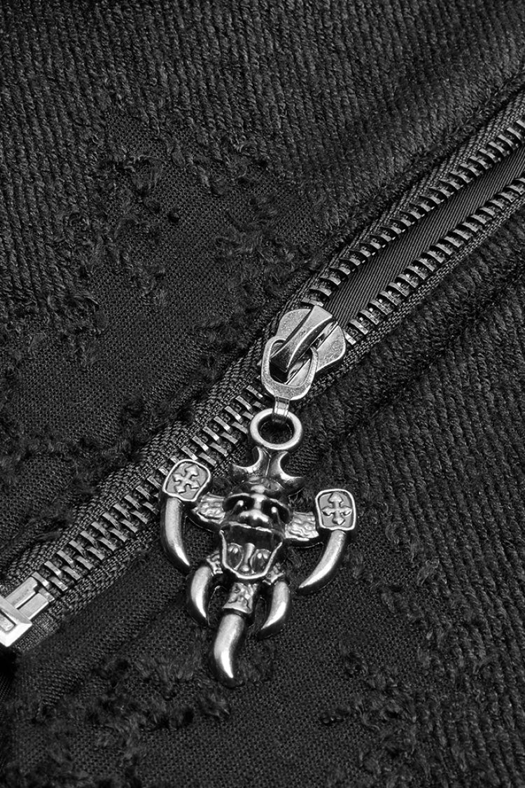 Black Stand Collar Long Sleeves Asymmetric Design Stitching Irregular Womens Steampunk Coat