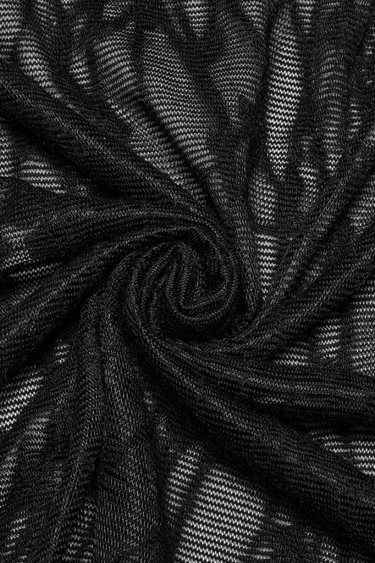 Jupe sirène punk pour femme à volants irréguliers en maille noire 