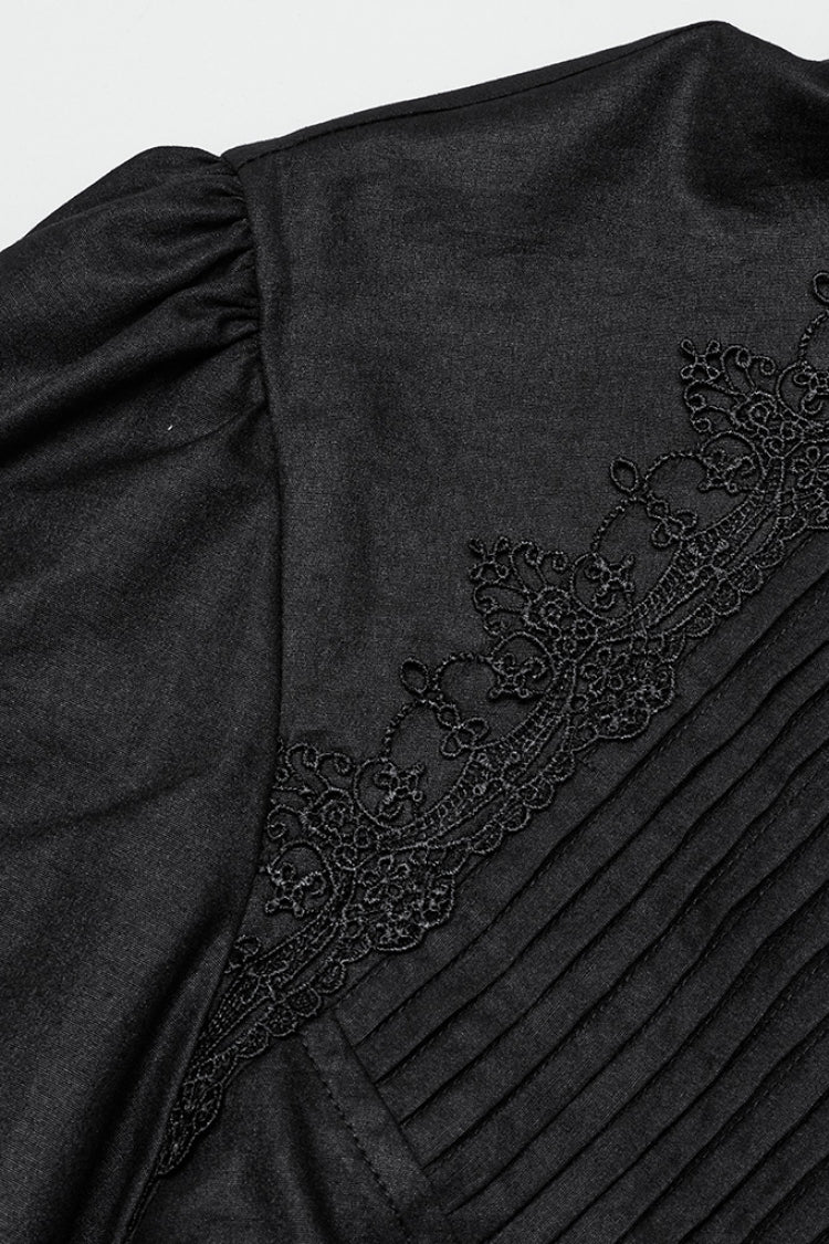 Black Long Puff Sleeves Lace Men's Gothic Blouse