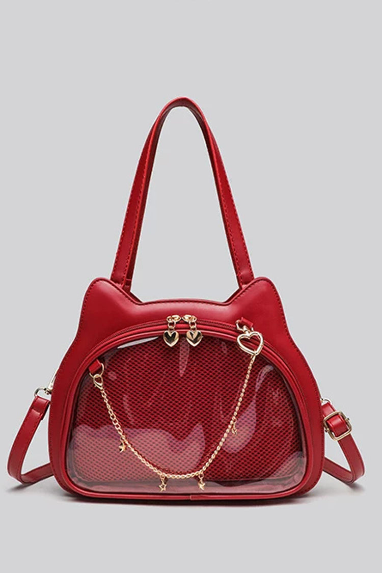 Cat Ear Clear Window Lolita Ita Bag Handbag Shoulder Bag with Heart Chain 3 Colors