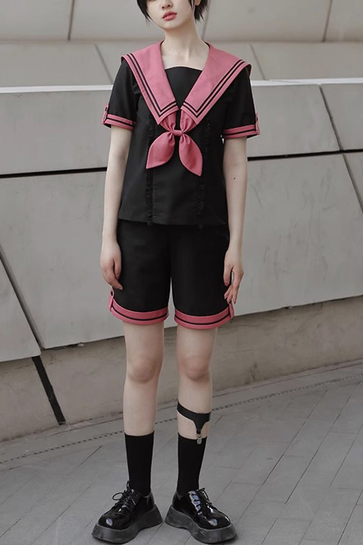 Black Voyage To Atlantis Navy Style Short Sleeves Prince Ouji Lolita Set