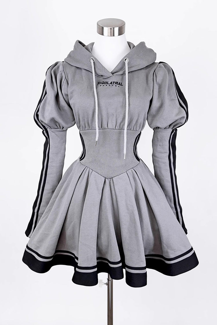 Japanese Long Sleeves Ruffle Bowknot Punk Jirai Kei Sweater Dress 3 Colors