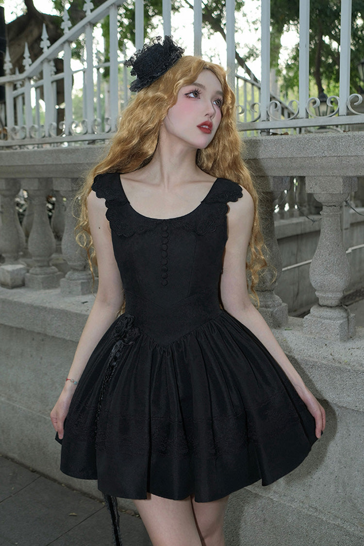 Black Night Traveler Breast Support Classic Gothic Short Lolita Jsk Dress