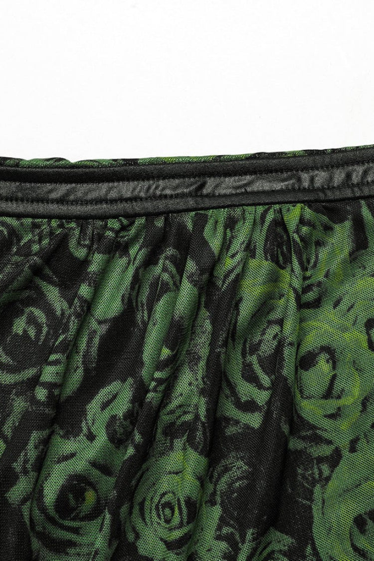 Asymmetrische schulterfreie ärmellose Print Damen Steampunk Neckholder Weste 2 Farben