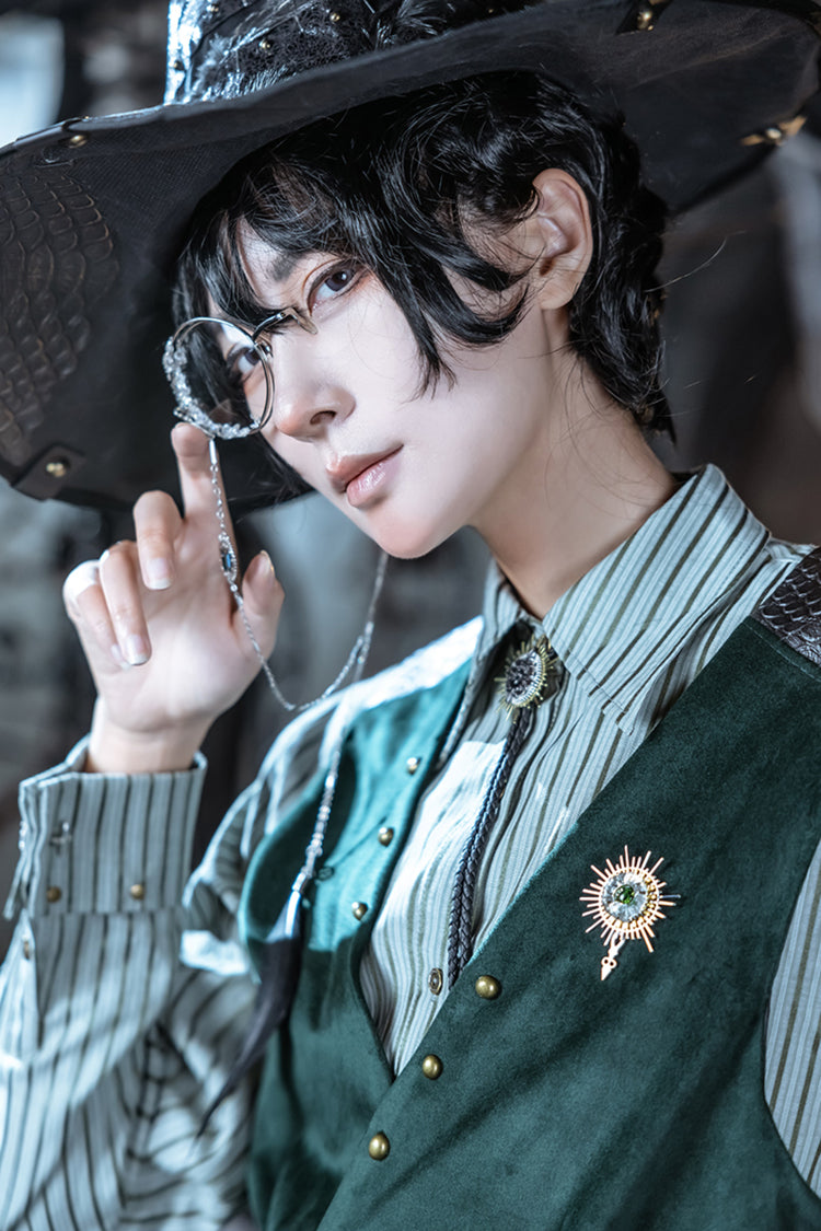Dark Green Double-breasted Slim Ouji Prince Handsome Lolita Vest