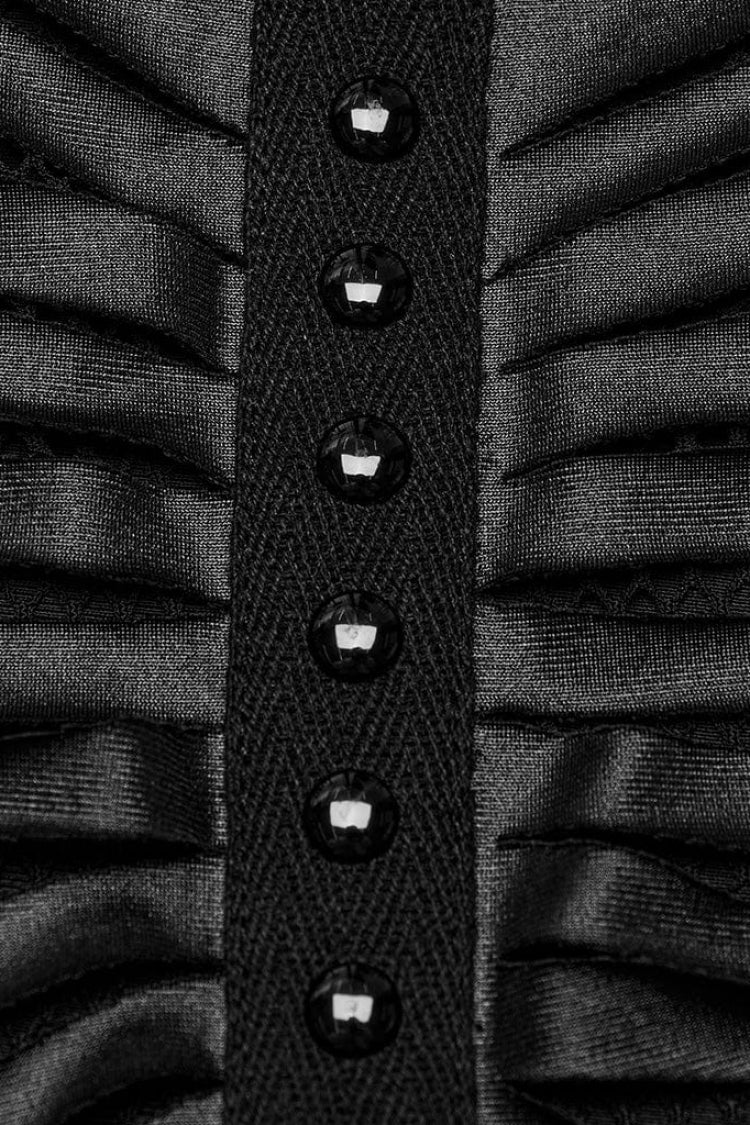 Black Round Collar Sleeveless Stitching Mesh Ripped Women's Punk Tank Top