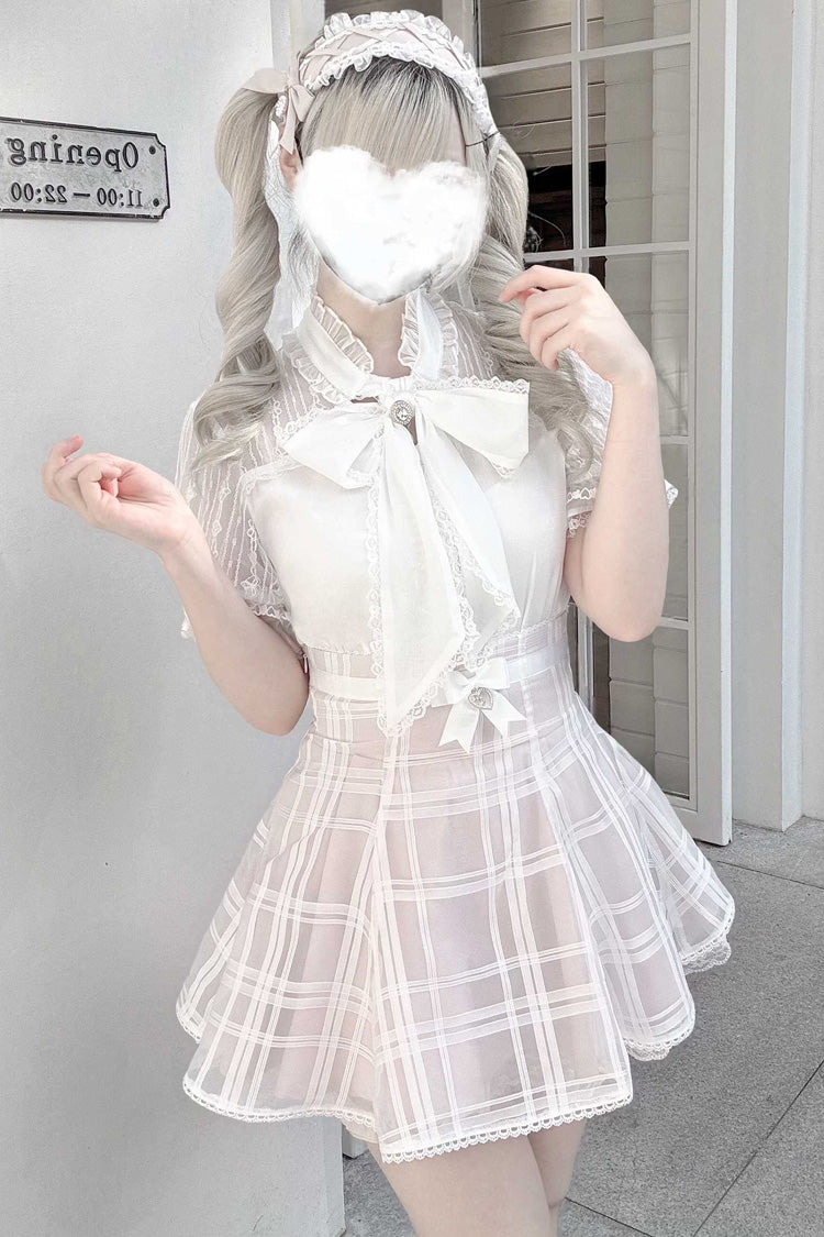 [Light Snow] Plaid Bowknot Sweet Jirai Kei Japanese Skirt 3 Colors