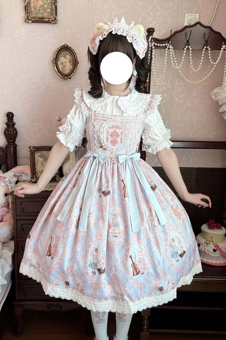 [Sweetheart Party] Sleeveless Printed Ruffled Embroidered Lace Sweet Lolita Jsk Dress 3 Colors