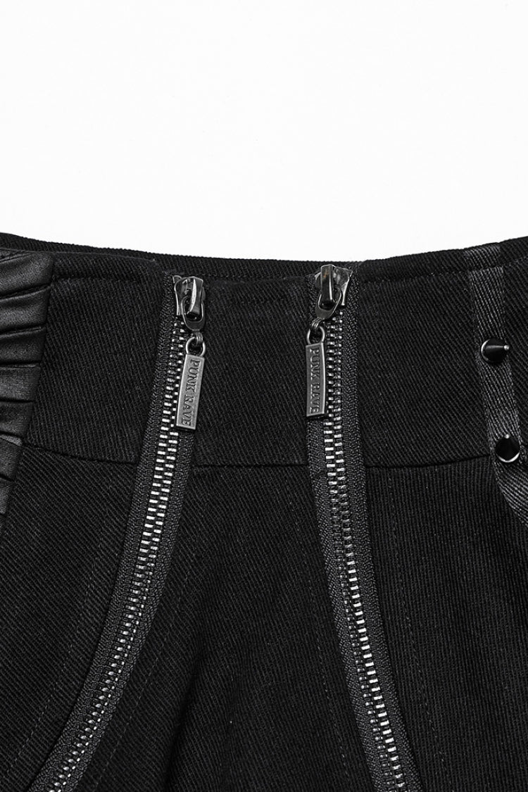 Black Stand Collar Long Sleeves Rivet Women's Gothic Short Jacket