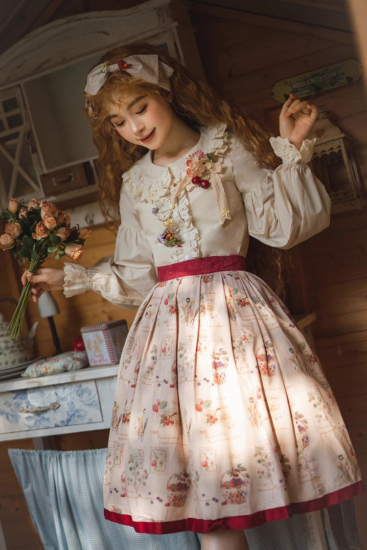 Ivory Doll Collar Forest Illustrated Book Long Sleeves Sweet Elegant Lolita Blouse