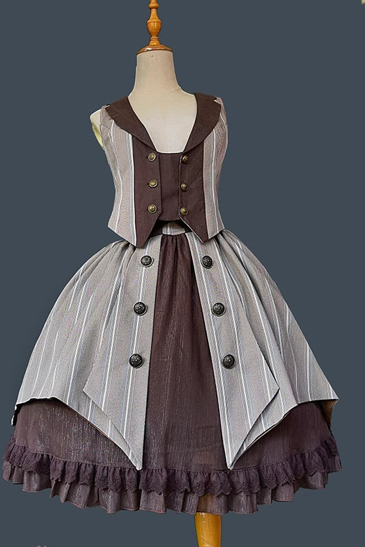 Braun/grauer Witch'S Notes Rüschen-Cardigan Klassischer Lolita-Rock