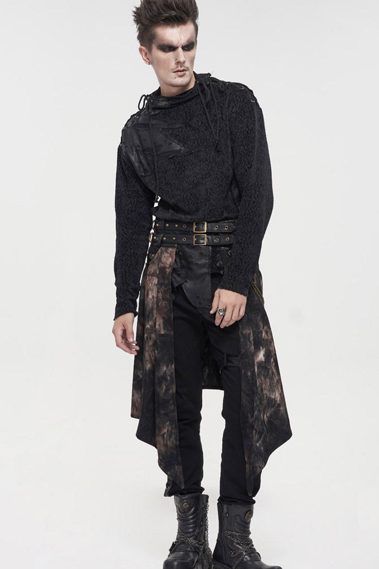 Bronze Gothic Belt Design Chain Decoration Corduroy Tie-Dye Men's Skirt