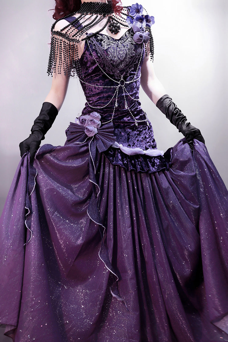 Purple [Madame Butterfly] Ruffle Bowknot Lace Sweet Elegant Gorgeous Lolita Jsk Dress