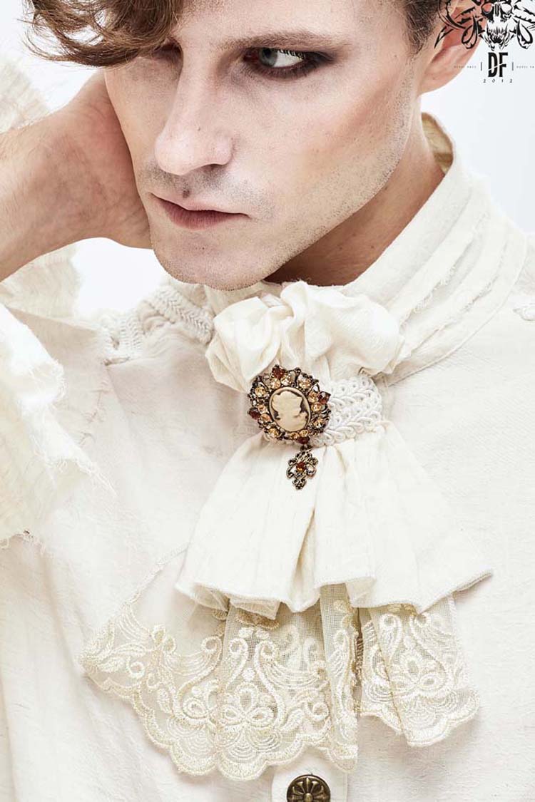 Weiße Jacquard-Fliege für Herren im Gothic-Stil aus Spitze