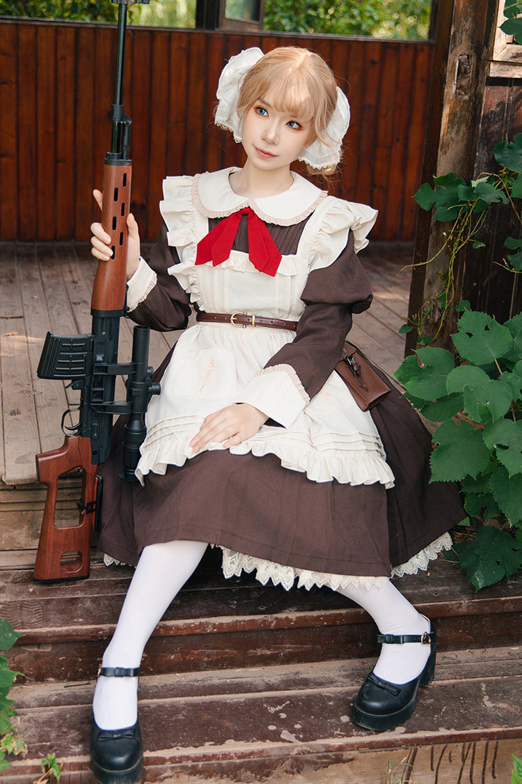 [Violent Maid] Long Puff Sleeves Bowknot Classic Vintage Lolita Dress 2 Colors