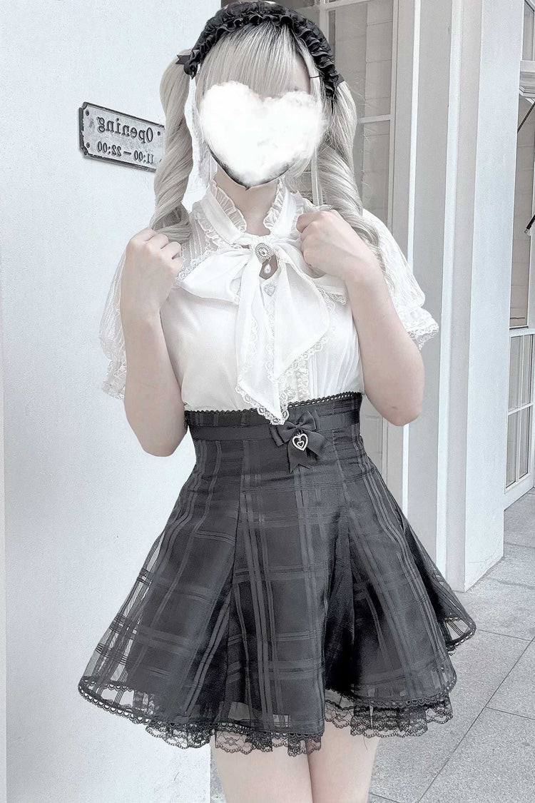 [Light Snow] Plaid Bowknot Sweet Jirai Kei Japanese Skirt 3 Colors