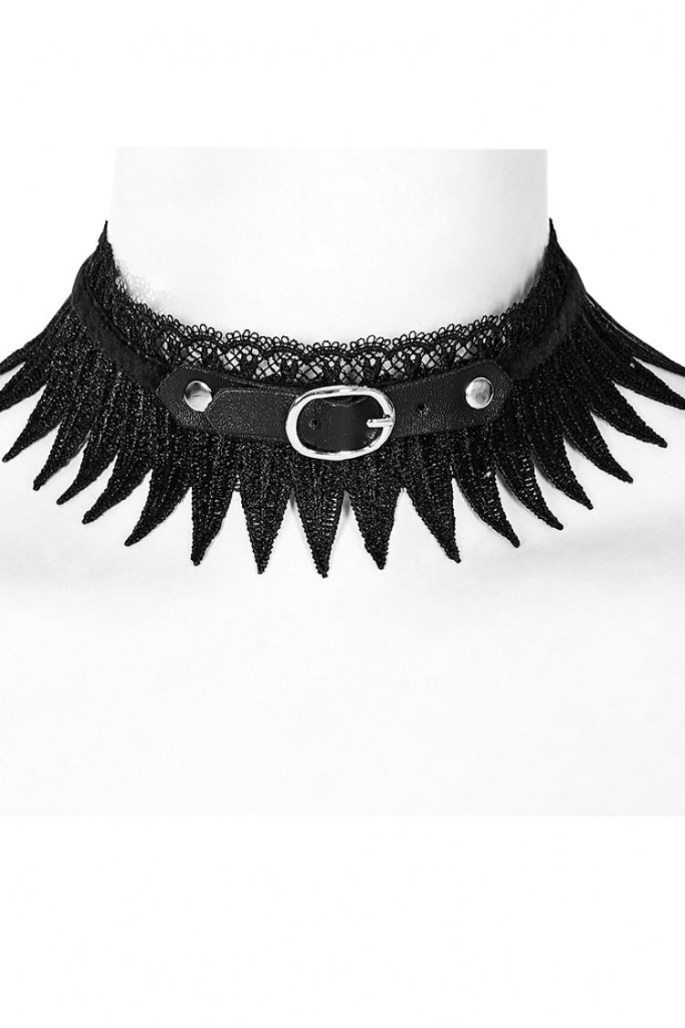 Black Adjustable Size Feather Lace Women's Gothic Choker