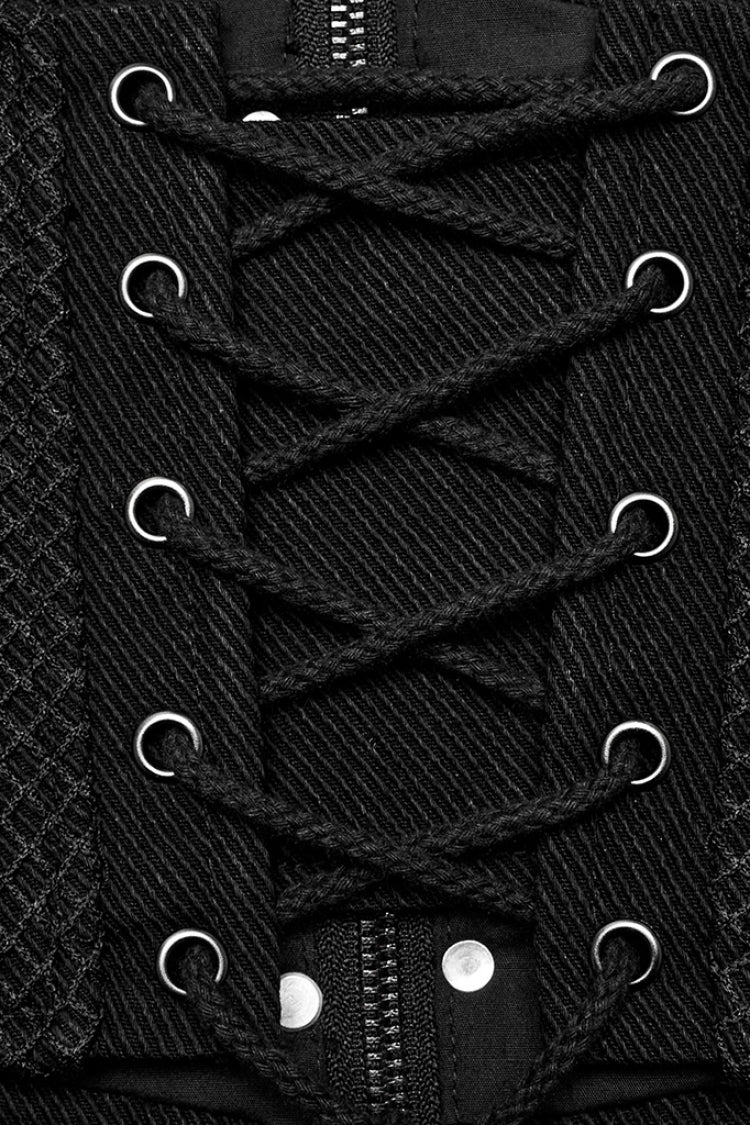 Black Multi-buckles Studded Lace-Up Men's Punk Girdle
