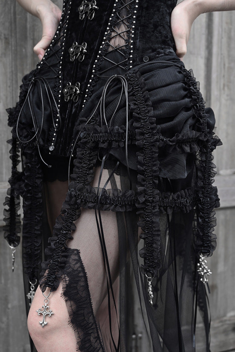 Black [Hell Alice] Hollow Lace-Up Fishbone Gothic Lolita Dress Corset