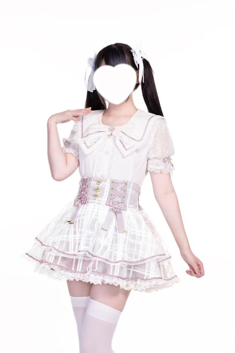 [Love Hanabi] Triple-Layered Bowknot Lace-Up Organza Sweet Jirai Kei Japanese Skirt 3 Colors