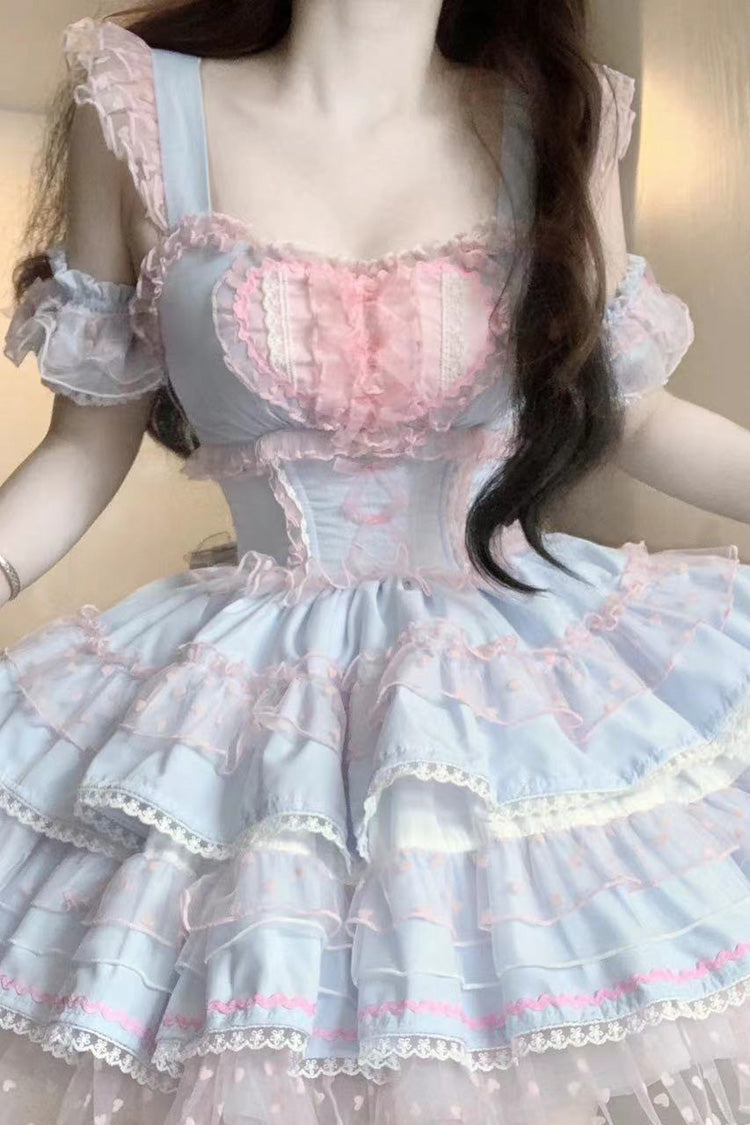 Pray for Dopamine Multi-layer Ruffle Lace Sweet Lolita Jsk Dress 5 Colors