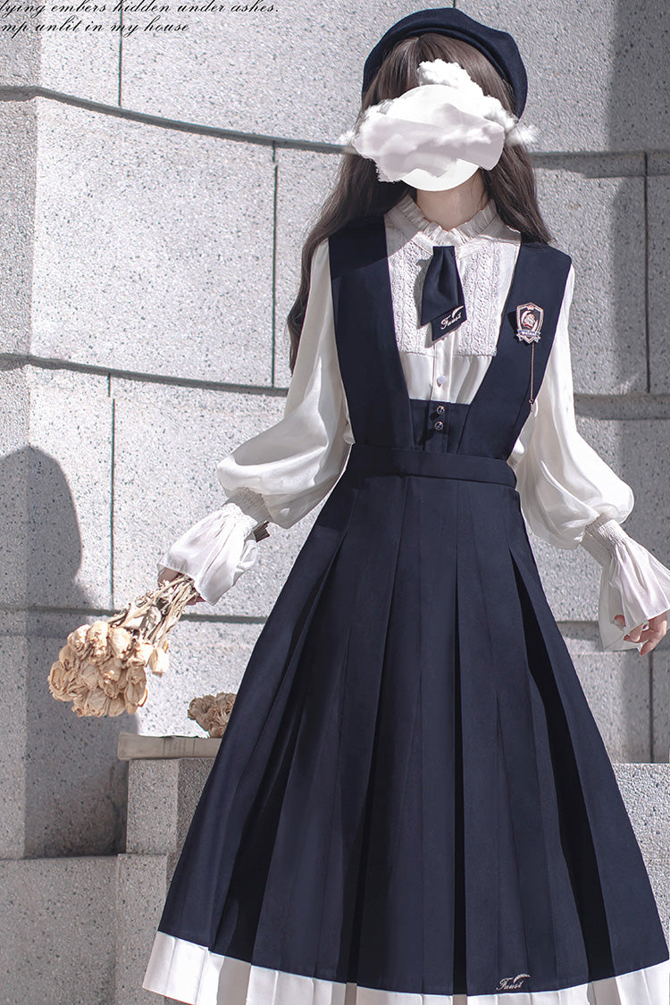 Blue Sleeveless Classic College Style Elegant Lolita Jumper Dress