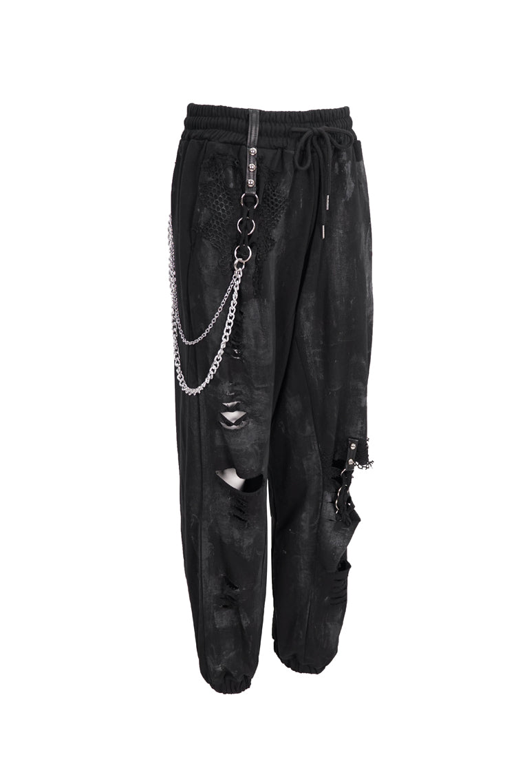 Black Knitting Material Retro Hand-Painted Metal Circle Decoration Women's Gothic Pants