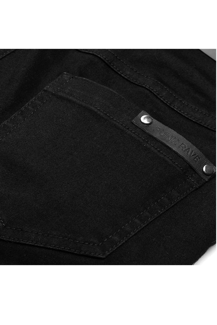 Schwarze, abnehmbare Skinny-Jeans aus Loop-Denim für Damen im Steampunk-Stil