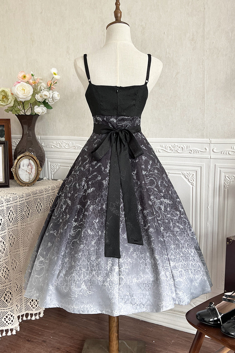 Black/White Print Bone Magic Ruffle Cardigan Lace Classic Gothic Princess Lolita Jsk Dress