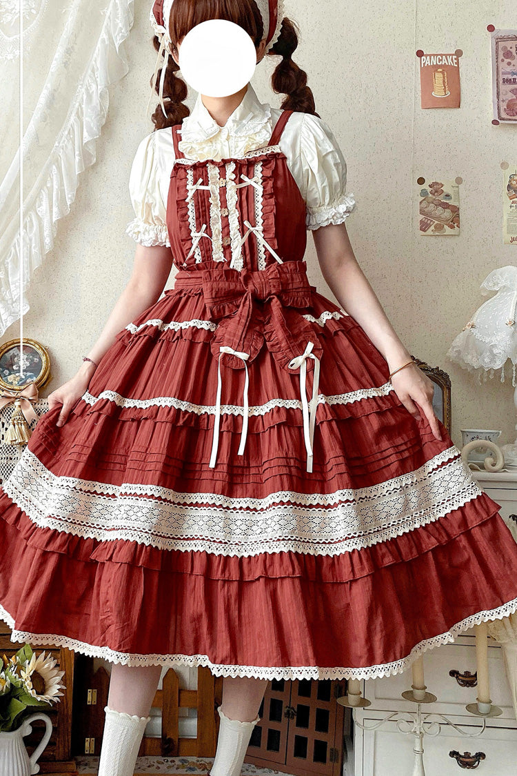 [Summer Flower Tea] Ruffle Bowknot Lace Sweet Lolita Jsk Dress 6 Colors