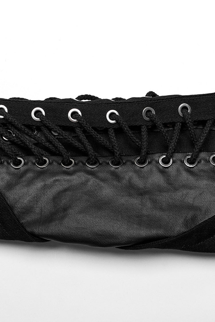 Black Stand Collar Asymmetric Rivet Buckle Men's Punk Faux Leather Harness