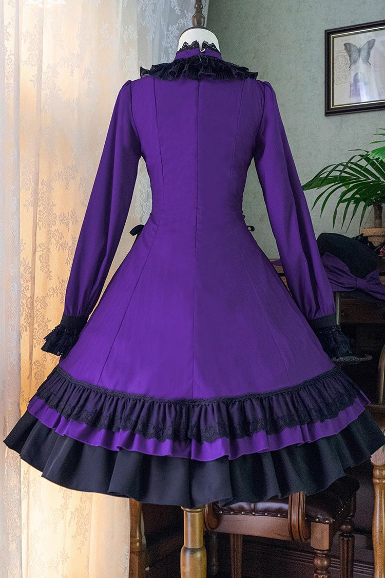 Point Manor Solid Color Stand Collar Long Sleeves Multi-layer Ruffle Gothic Lolita Dress 5 Colors
