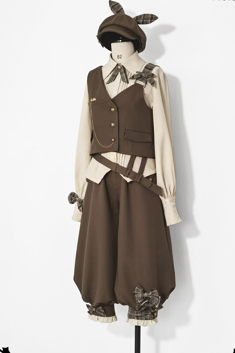 Coffee Brown Cute and Handsome Secret Morning Post Series Ouji Lolita Set