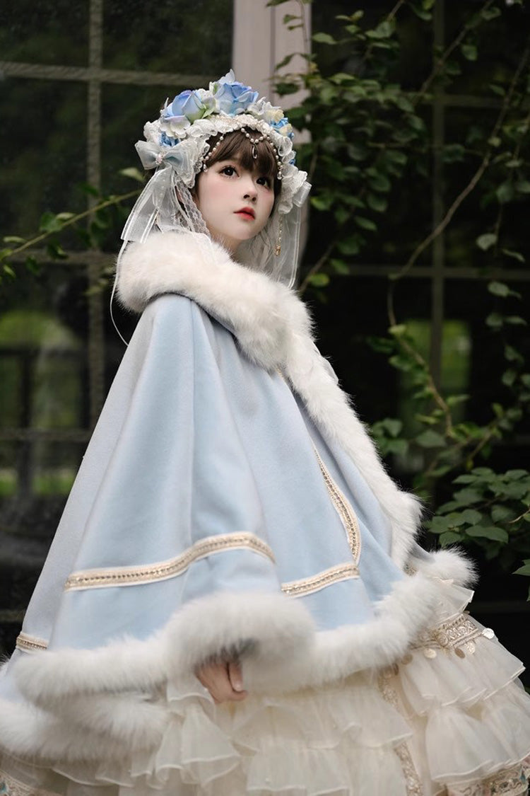 [Snowflake Ballad] Sweet Princess Fur-Collar Lolita Coat Cloak 7 Colors