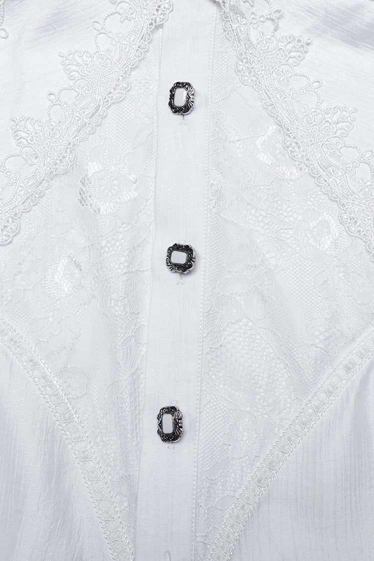 Black Long Puff Sleeves Lace Men's Gothic Blouse