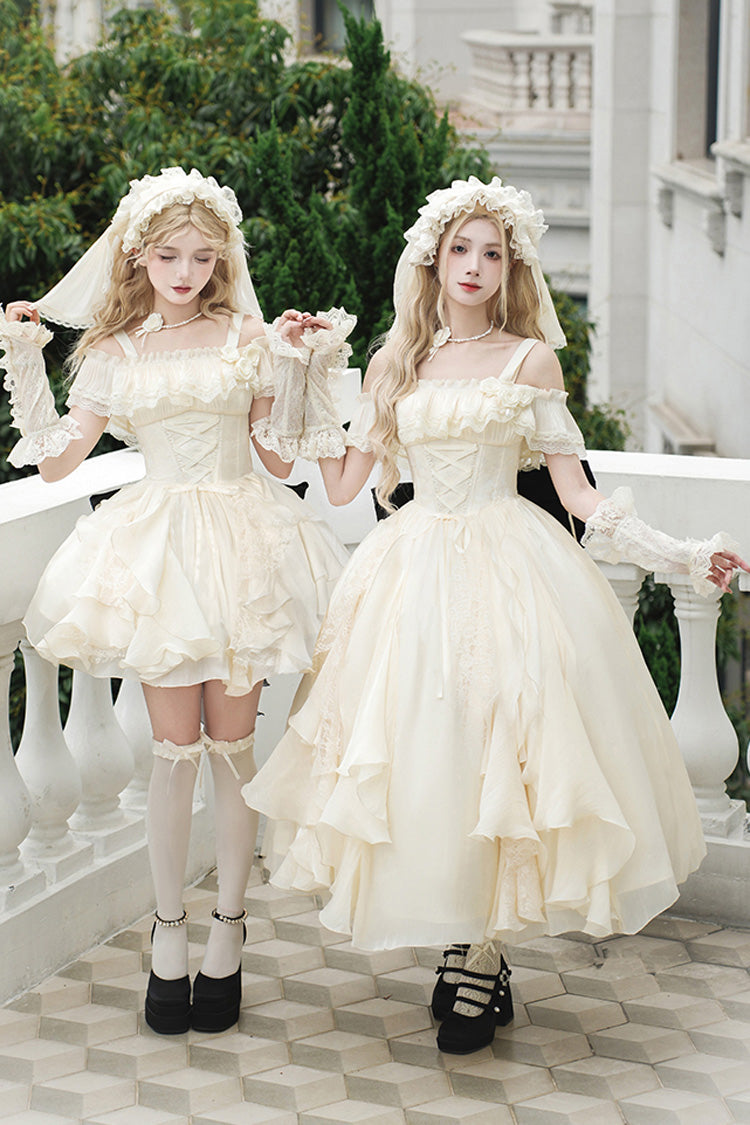 Ivory [Moonlight Variations] Robe Jsk Sweet Lolita sans manches à volants et lacets 