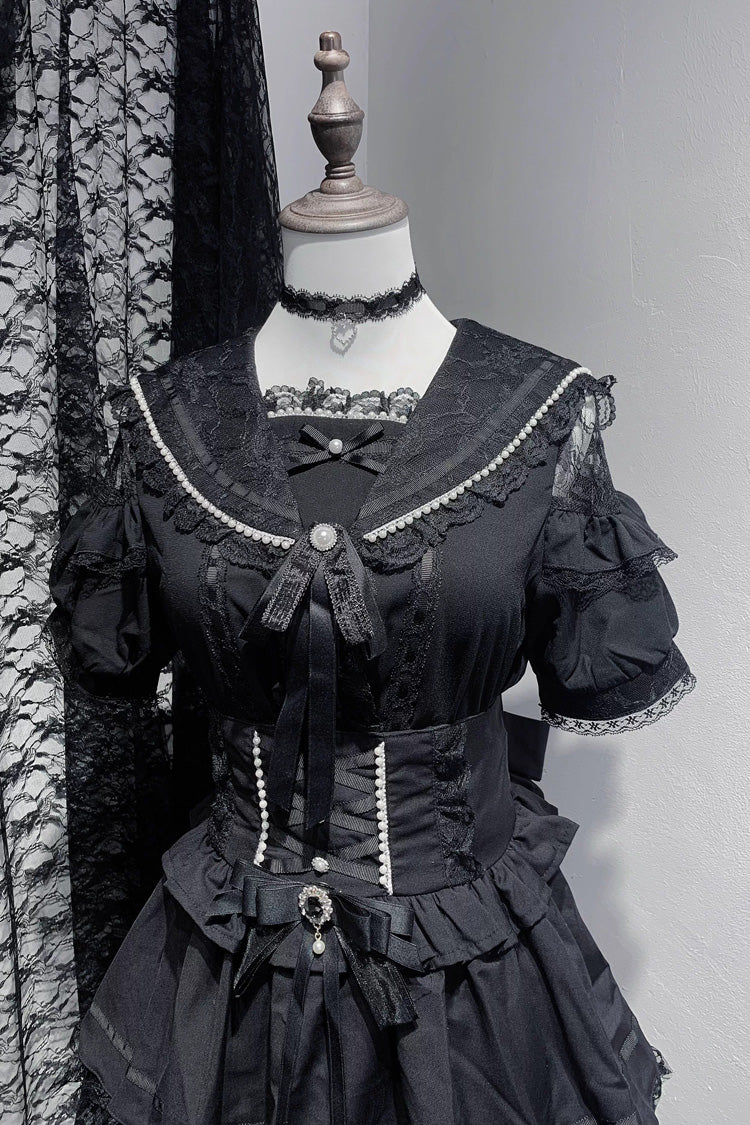 Sailor Collar Ruffle Bowknot Lace Jirai Kei Japanese Blouse 2 Colors