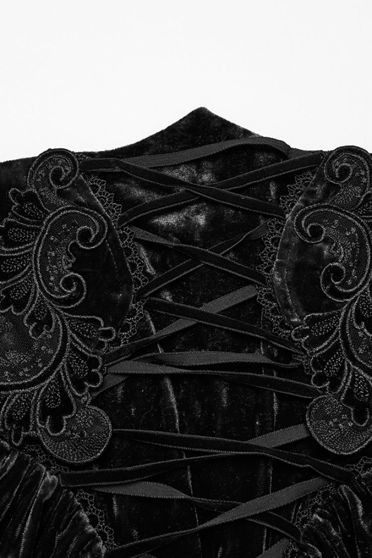 Black High Waisted Lace-Up Women's Gothic Fishtailed Skirt