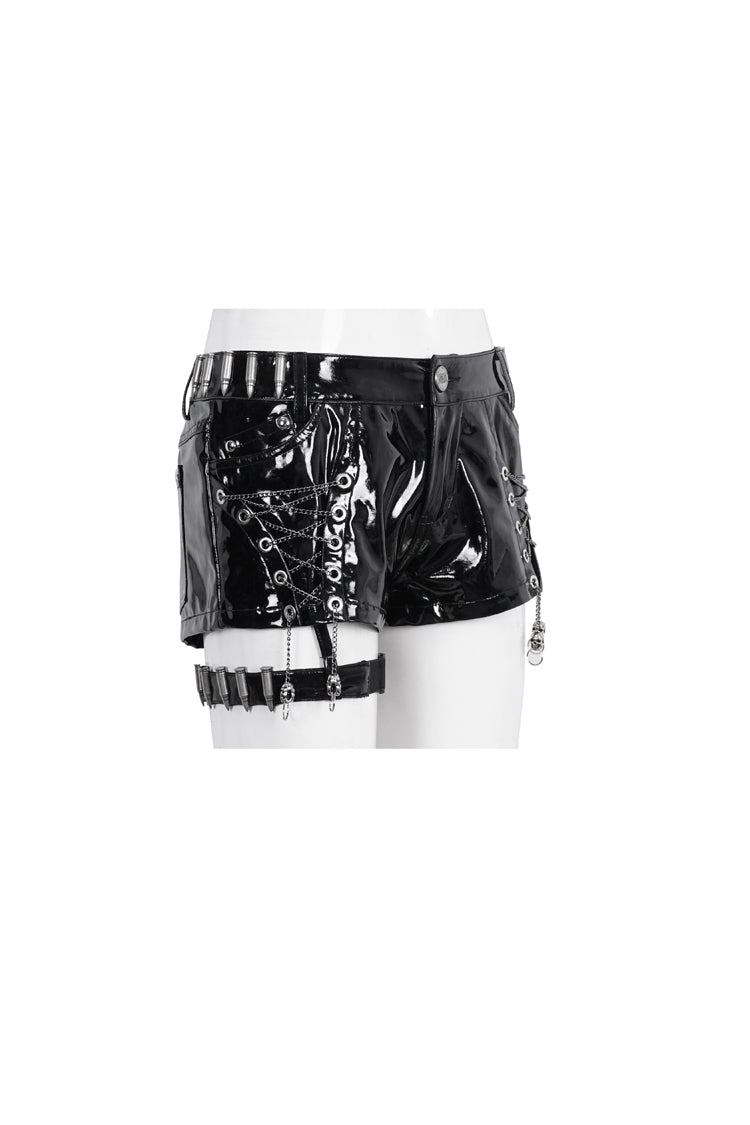 Black Slim Womens Steampunk Shorts