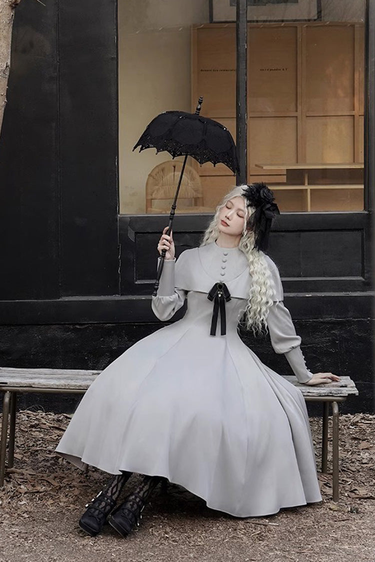 Grey [Thirteenth Evening] Long Sleeves Slim Gothic Elegant Lolita Dress