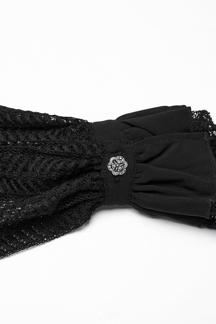 Black Off Shoulder Long Sleeves Ruffle Lace Women's Gothic Blouse