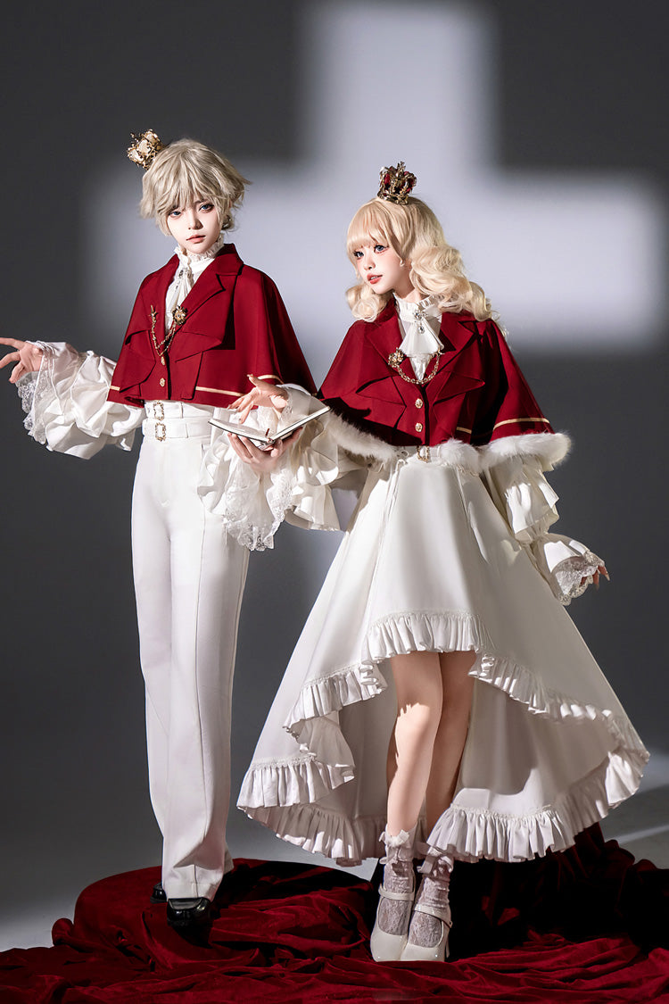 White [Day and Night Song] Long Sleeves Ruffle Ouji Gothic Lolita Skirt Pants